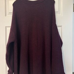 Free People Deep Burgundy Oversized Sweater